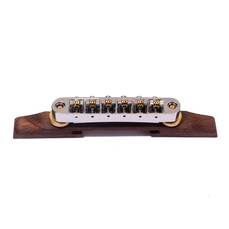 ULTNICE Archtop Jazz Guitar Bridge with Gold Roller Saddles Rosewood B-23 - Image 1